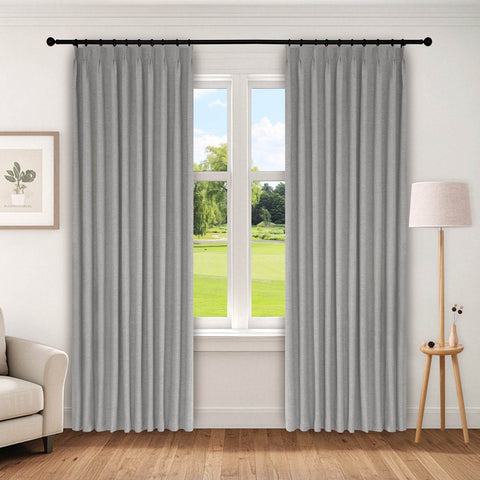 1044 100% Blackout Heavyweight 350GSM Linen Texture Drapes Pinch Pleat - Cololeaf