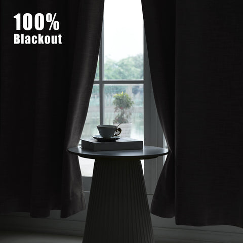 1044 100% Blackout Heavyweight 350GSM Linen Texture Drapes Custom Made 1 Panel