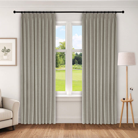 1044 100% Verdunkelung Schwerer Leinenstruktur Vorhang 350GSM mit Faltenband 1er-Pack