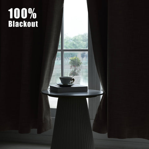 1044 100% Blackout Heavyweight 350GSM Linen Texture Drapes Custom Made 1 Panel