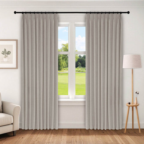 1044 100% Blackout Heavyweight 350GSM Linen Texture Drapes Pinch Pleat - Cololeaf