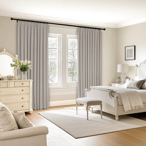 1044 100% Blackout Heavyweight 350GSM Linen Texture Drapes Pinch Pleat - Cololeaf