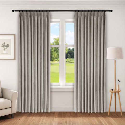 1044 100% Verdunkelung Schwerer Leinenstruktur Vorhang 350GSM mit Faltenband 1er-Pack