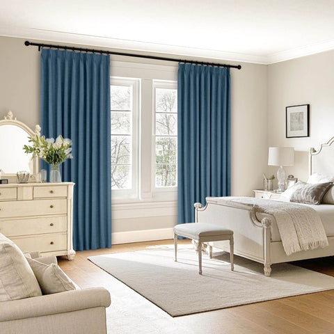 1044 100% Blackout Heavyweight 350GSM Linen Texture Drapes Pinch Pleat - Cololeaf