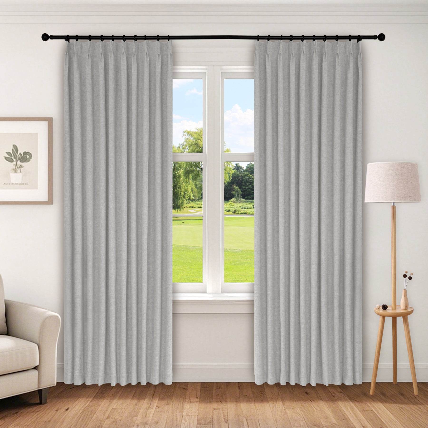 1044 100% Blackout Heavyweight 350GSM Linen Texture Drapes Pinch Pleat - Cololeaf