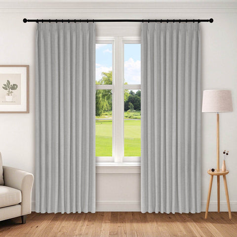1044 100% Blackout Heavyweight 350GSM Linen Texture Drapes Pinch Pleat - Cololeaf