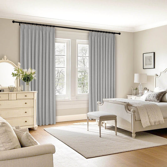 1044 100% Blackout Heavyweight 350GSM Linen Texture Drapes Pinch Pleat - Cololeaf