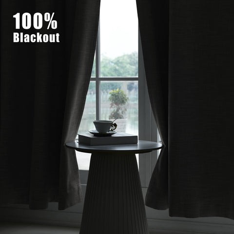 1044 100% Blackout Heavyweight 350GSM Linen Texture Drapes Custom Made 1 Panel