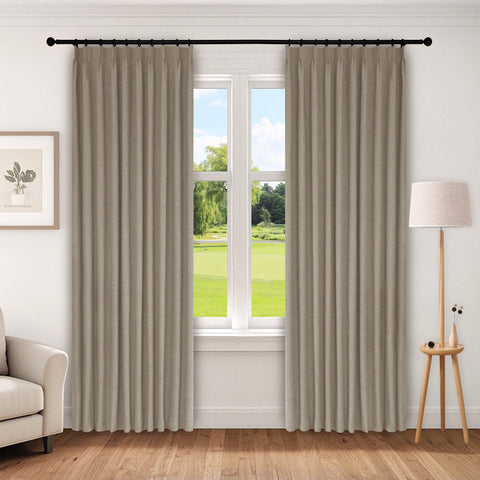 1044 100% Verdunkelung Schwerer Leinenstruktur Vorhang 350GSM mit Faltenband 1er-Pack
