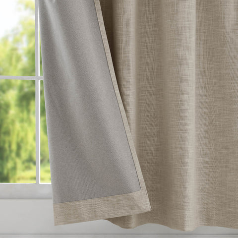 1044 100% Blackout Heavyweight 350GSM Linen Texture Drapes Custom Made 1 Panel