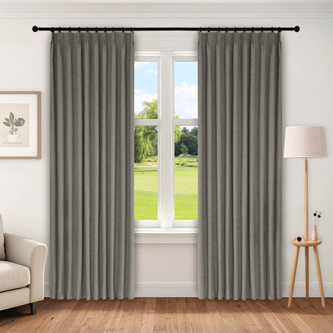 1044 100% Blackout Heavyweight 350GSM Linen Texture Drapes Pinch Pleat - Cololeaf
