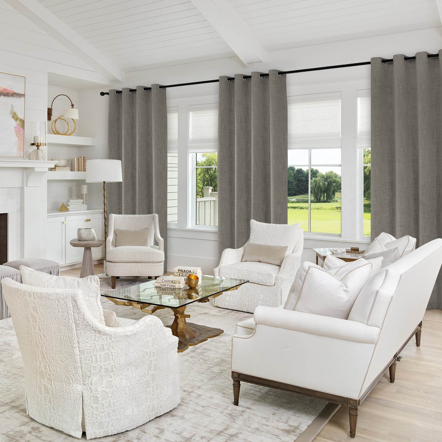 1044 100% Blackout Heavyweight 350GSM Linen Texture Drapes Custom Made - Cololeaf -- #3 Light Beige