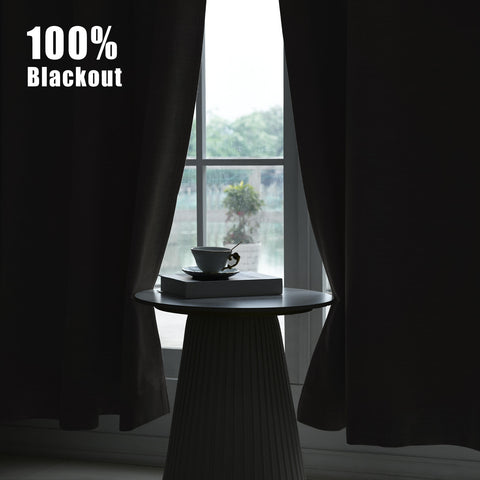 1044 100% Blackout Heavyweight 350GSM Linen Texture Drapes Custom Made 1 Panel