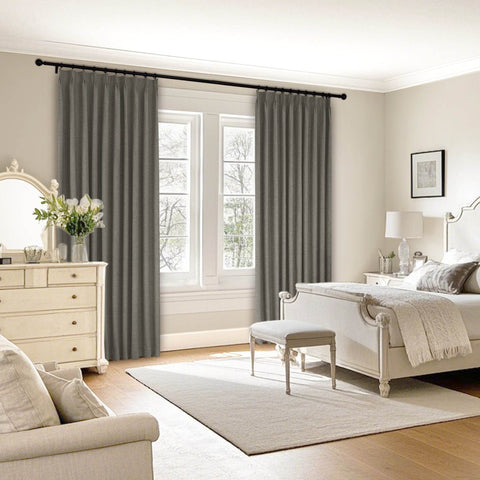 1044 100% Blackout Heavyweight 350GSM Linen Texture Drapes Pinch Pleat - Cololeaf