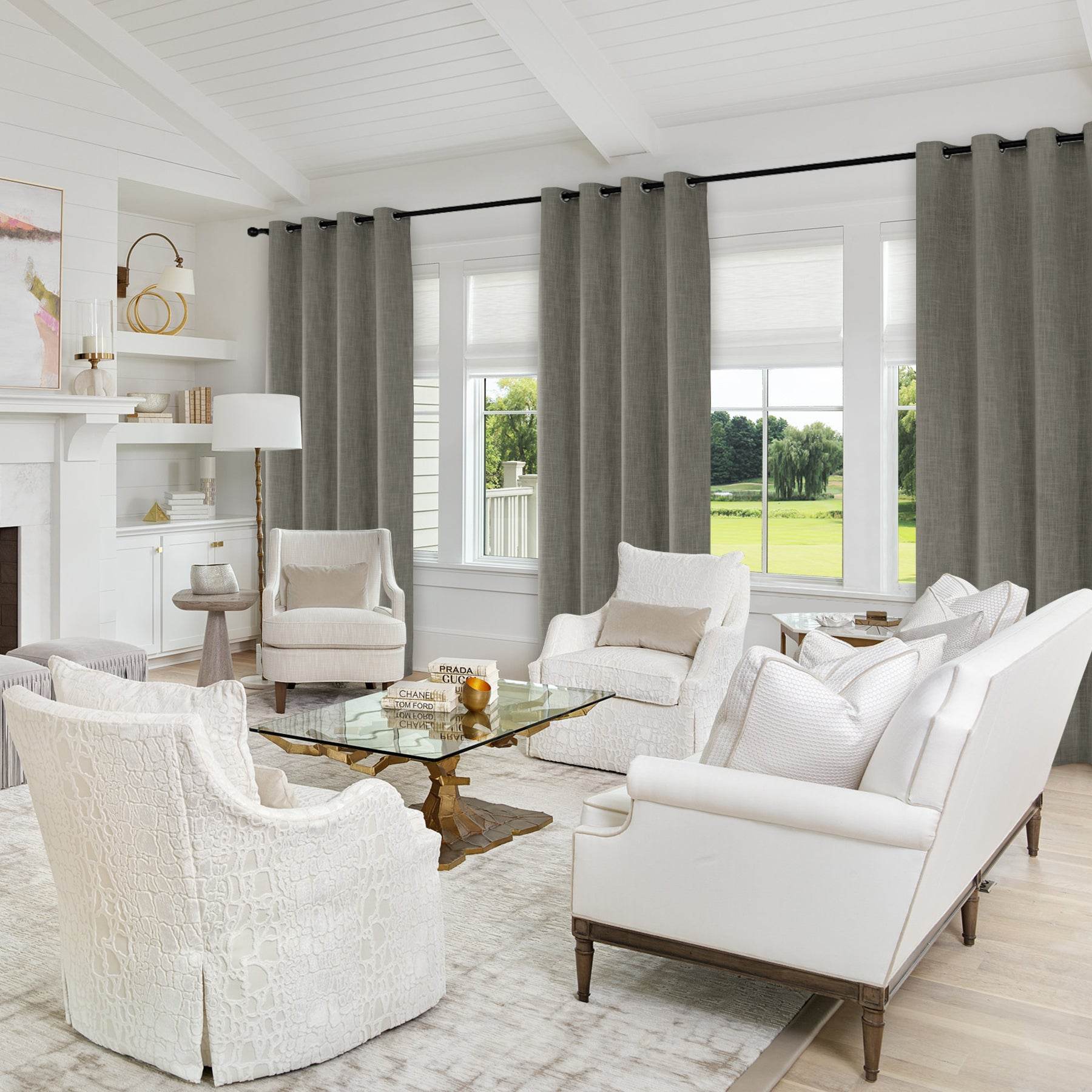 1044 100% Blackout Heavyweight 350GSM Linen Texture Drapes Custom Made - Cololeaf -- #3 Light Beige