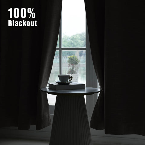 1044 100% Blackout Heavyweight 350GSM Linen Texture Drapes Custom Made 1 Panel
