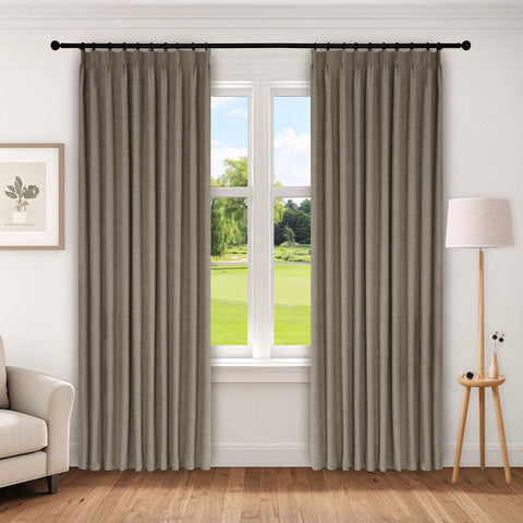 1044 100% Verdunkelung Schwerer Leinenstruktur Vorhang 350GSM mit Faltenband 1er-Pack