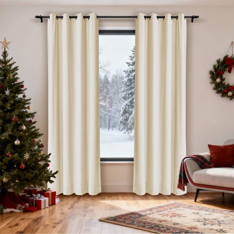 MJ11 Christmas Soft Velvet Blackout Drapes For Bedroom Living Room Holiday Decorations