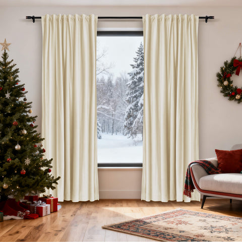 MJ11 Christmas Soft Velvet Blackout Drapes For Bedroom Living Room Holiday Decorations