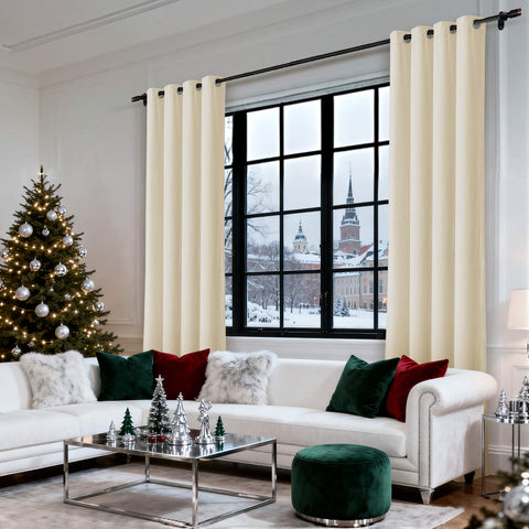 MJ11 Christmas Soft Velvet Blackout Drapes For Bedroom Living Room Holiday Decorations