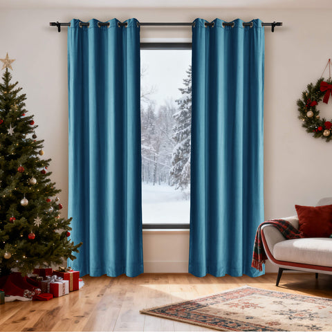 MJ11 Christmas Soft Velvet Blackout Drapes For Bedroom Living Room Holiday Decorations