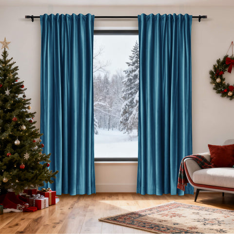 MJ11 Christmas Soft Velvet Blackout Drapes For Bedroom Living Room Holiday Decorations