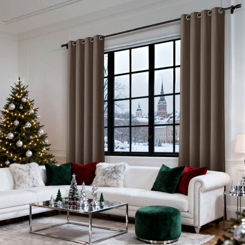 MJ11 Christmas Soft Velvet Blackout Drapes For Bedroom Living Room Holiday Decorations