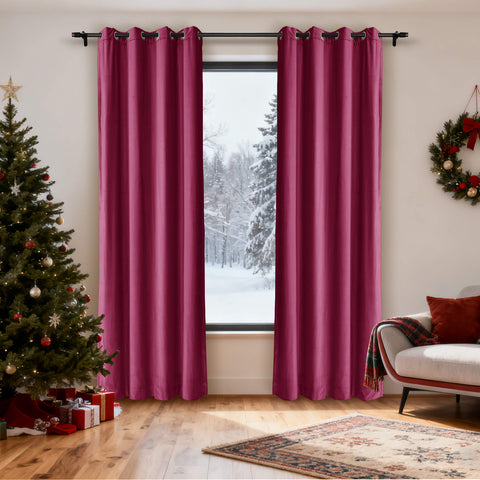 MJ11 Christmas Soft Velvet Blackout Drapes For Bedroom Living Room Holiday Decorations