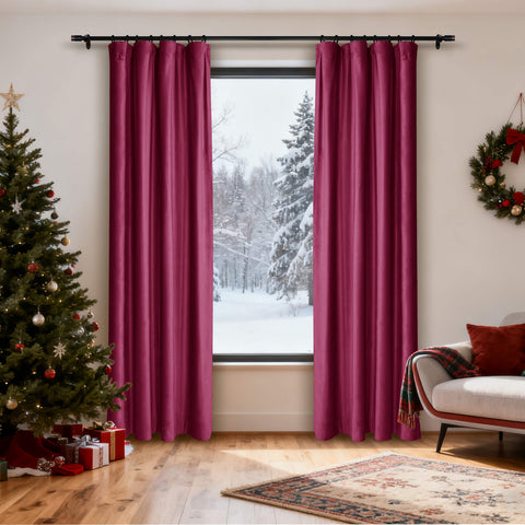 MJ11 Christmas Soft Velvet Blackout Drapes For Bedroom Living Room Holiday Decorations