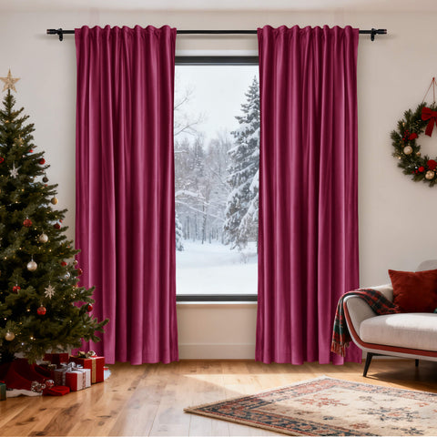 MJ11 Christmas Soft Velvet Blackout Drapes For Bedroom Living Room Holiday Decorations