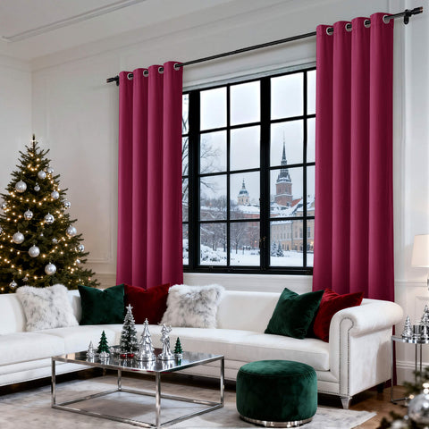 MJ11 Christmas Soft Velvet Blackout Drapes For Bedroom Living Room Holiday Decorations