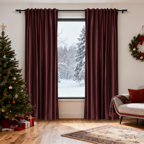MJ11 Christmas Soft Velvet Blackout Drapes For Bedroom Living Room Holiday Decorations