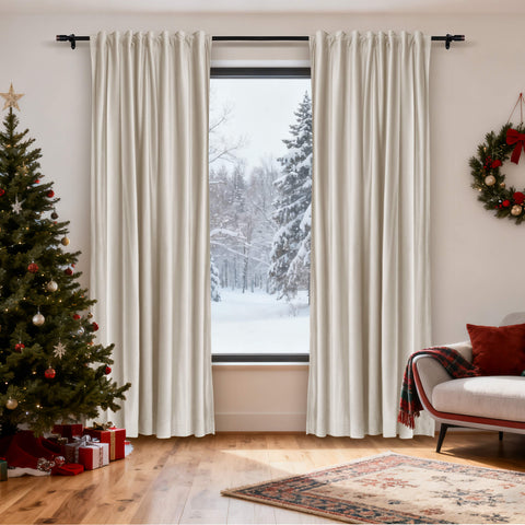 MJ11 Christmas Soft Velvet Blackout Drapes For Bedroom Living Room Holiday Decorations