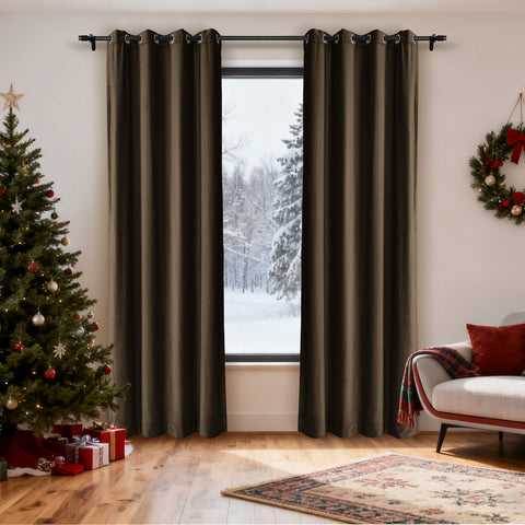 MJ11 Christmas Soft Velvet Blackout Drapes For Bedroom Living Room Holiday Decorations