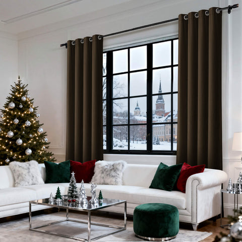 MJ11 Christmas Soft Velvet Blackout Drapes For Bedroom Living Room Holiday Decorations
