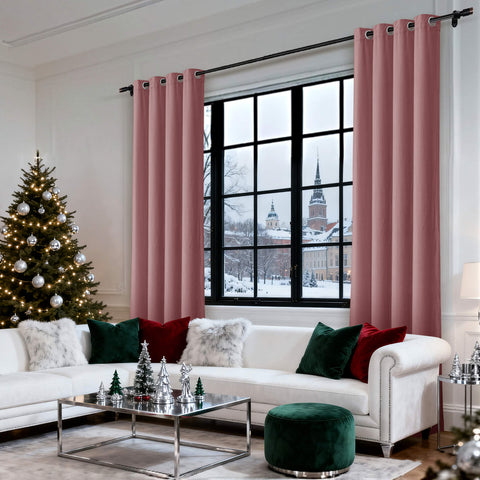 MJ11 Christmas Soft Velvet Blackout Drapes For Bedroom Living Room Holiday Decorations