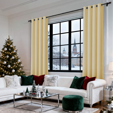 MJ11 Christmas Soft Velvet Blackout Drapes For Bedroom Living Room Holiday Decorations