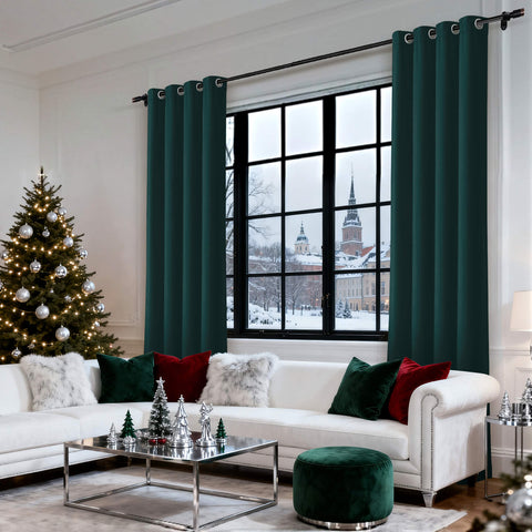 MJ11 Christmas Soft Velvet Blackout Drapes For Bedroom Living Room Holiday Decorations