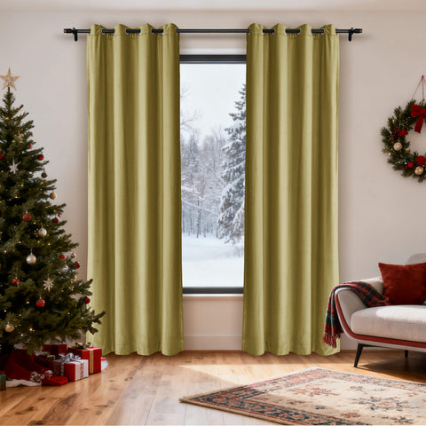 MJ11 Christmas Soft Velvet Blackout Drapes For Bedroom Living Room Holiday Decorations