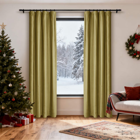 MJ11 Christmas Soft Velvet Blackout Drapes For Bedroom Living Room Holiday Decorations