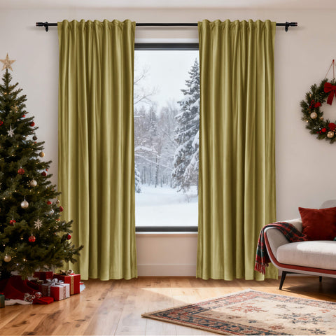 MJ11 Christmas Soft Velvet Blackout Drapes For Bedroom Living Room Holiday Decorations