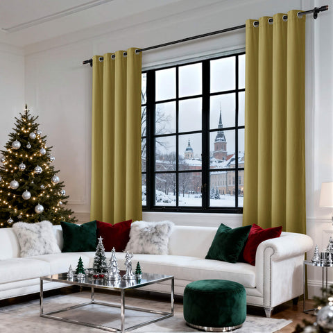 MJ11 Christmas Soft Velvet Blackout Drapes For Bedroom Living Room Holiday Decorations