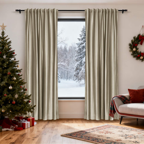 MJ11 Christmas Soft Velvet Blackout Drapes For Bedroom Living Room Holiday Decorations