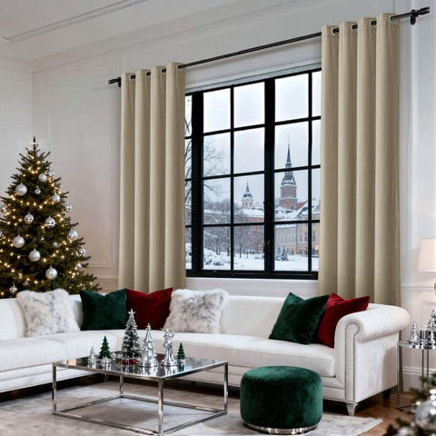 MJ11 Christmas Soft Velvet Blackout Drapes For Bedroom Living Room Holiday Decorations