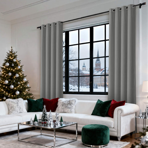 MJ11 Christmas Soft Velvet Blackout Drapes For Bedroom Living Room Holiday Decorations