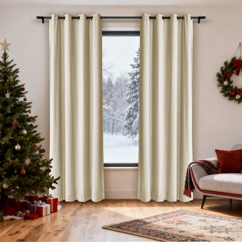 MJ11 Christmas Soft Velvet Blackout Drapes For Bedroom Living Room Holiday Decorations
