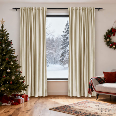 MJ11 Christmas Soft Velvet Blackout Drapes For Bedroom Living Room Holiday Decorations