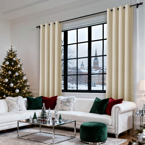 MJ11 Christmas Soft Velvet Blackout Drapes For Bedroom Living Room Holiday Decorations