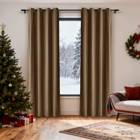 MJ11 Christmas Soft Velvet Blackout Drapes For Bedroom Living Room Holiday Decorations