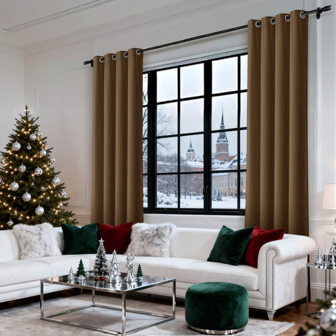 MJ11 Christmas Soft Velvet Blackout Drapes For Bedroom Living Room Holiday Decorations